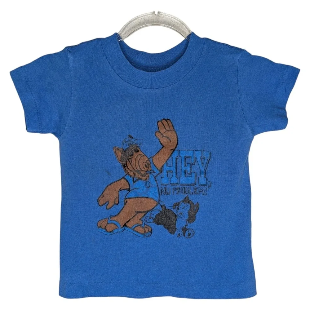 Vintage 80's Alf Hey No Problem Cat T Shirt Kids Childrens 5/6 Single Stitch USA